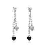 S925 Sterling Silver Long Tassel Back Hanging Heart-shaped Drops