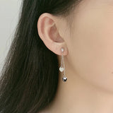 S925 Sterling Silver Tassel Back Heart-shaped Drops