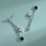 S925 Sterling Silver Tassel Back Heart-shaped Drops