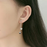 S925 Sterling Silver Tassel Back Heart-shaped Drops