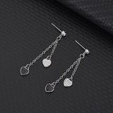 S925 Sterling Silver Long Tassel Back Hanging Heart-shaped Drops