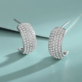 S925 Sterling Silver Cold Wind Four Rows of Diamonds Earrings