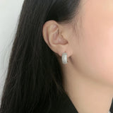 S925 Sterling Silver Cold Wind Four Rows of Diamonds Earrings