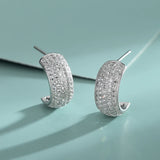 S925 Sterling Silver Cold Wind Four Rows of Diamonds Earrings