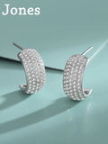 S925 Sterling Silver Cold Wind Four Rows of Diamonds Earrings