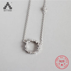 Sterling Silver Zircon Necklace Women Silver Jewelry