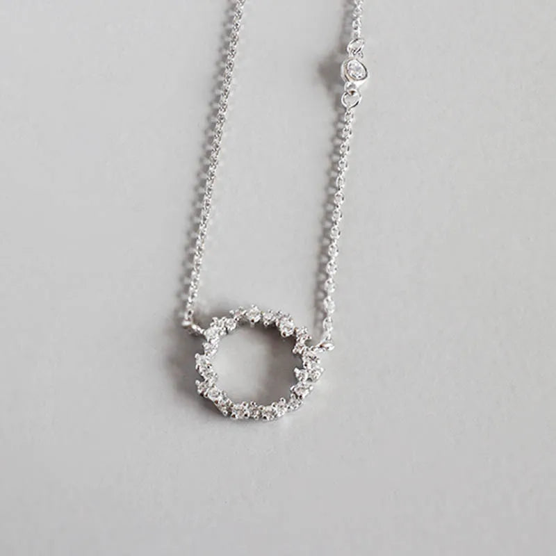 Sterling Silver Zircon Necklace Women Silver Jewelry
