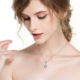 S925 Sterling Silver Diamond Chalcedony Pendant Necklace Gemstone Jewelry