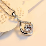 S925 Sterling Silver Diamond Chalcedony Pendant Necklace Gemstone Jewelry