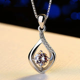 S925 Sterling Silver Diamond Chalcedony Pendant Necklace Gemstone Jewelry