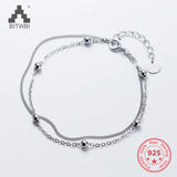 S925 Sterling Silver Beads Double Chain Bracelets