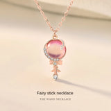 925 Silver Fairy Rod Necklace Women's Clavicle Chain Pendant