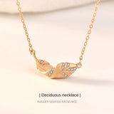 S925 Sterling Silver Fallen Leaves Necklace Female Personality Clavicle Chain