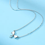 S925 Sterling Silver Bow Necklace Girls Holiday Gift