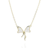 S925 Sterling Silver Bow Necklace Girls Holiday Gift