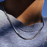 S925 Sterling Silver Square Chain Necklace Real Silver Box Necklace
