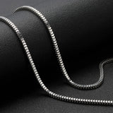 S925 Sterling Silver Square Chain Necklace Real Silver Box Necklace