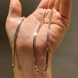 S925 Sterling Silver Square Chain Necklace Real Silver Box Necklace