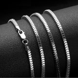 S925 Sterling Silver Square Chain Necklace Real Silver Box Necklace