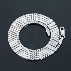 S925 Sterling Silver Square Chain Necklace Real Silver Box Necklace