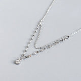 S925 Silver Crystal Pendant Wave Chain Necklace for Women