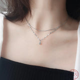 S925 Silver Crystal Pendant Wave Chain Necklace for Women