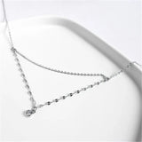 S925 Silver Crystal Pendant Wave Chain Necklace for Women