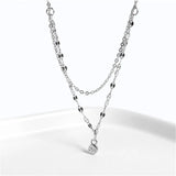 S925 Silver Crystal Pendant Wave Chain Necklace for Women