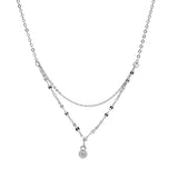 S925 Silver Crystal Pendant Wave Chain Necklace for Women