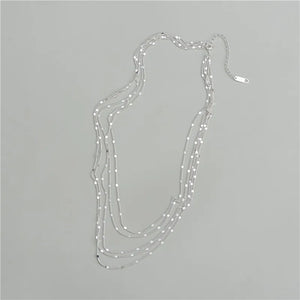S925 Sterling Silver Multi-layer Necklace Retro Clavicle Chain