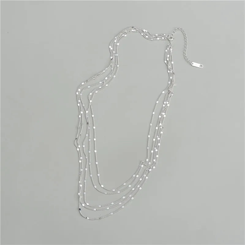 S925 Sterling Silver Multi-layer Delicate Fine Necklace