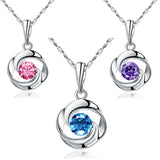 S925 Sterling Silver Colorful Flower Pendant Necklace