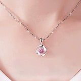 S925 Sterling Silver Colorful Flower Pendant Necklace