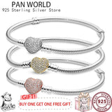 S925 Sterling Silver Love Women's Pan Bracelet for Charm Jewelry