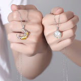 S925 Sterling Silver Star Moon Necklace Nautical Couple Necklace