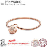 S925 Silver Round Lock Snake Bone Pan Bracelet