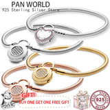 S925 Silver Round Lock Snake Bone Pan Bracelet