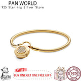 S925 Silver Round Lock Snake Bone Pan Bracelet