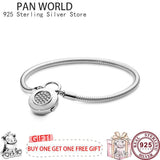 S925 Silver Round Lock Snake Bone Pan Bracelet