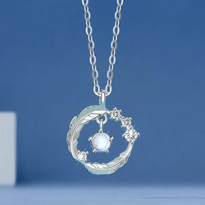 S925 Sterling Silver Feather Necklace Flash Zircon Clavicle Pendant