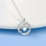 S925 Sterling Silver Feather Necklace Flash Zircon Clavicle Pendant