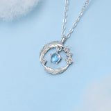 S925 Sterling Silver Feather Necklace Flash Zircon Clavicle Pendant
