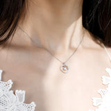 S925 Sterling Silver Feather Necklace Flash Zircon Clavicle Pendant
