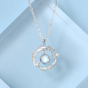 S925 Sterling Silver Feather Necklace Flash Zircon Clavicle Pendant