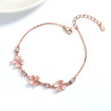925 Silver 4-leaf Clover Bracelet with 14K Crystal Charm for Women