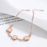 925 Silver 4-leaf Clover Bracelet with 14K Crystal Charm for Women