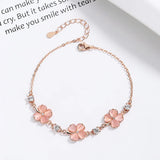 925 Silver 4-leaf Clover Bracelet with 14K Crystal Charm for Women