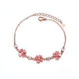 925 Silver 4-leaf Clover Bracelet with 14K Crystal Charm for Women