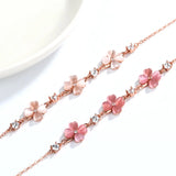925 Silver 4-leaf Clover Bracelet with 14K Crystal Charm for Women