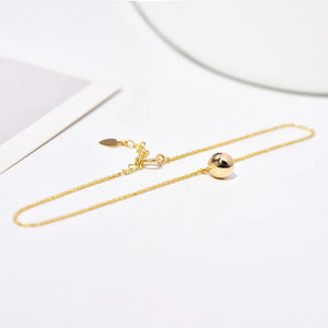 925 Sterling Silver Female Ball Leg Bracelet Anklet 14K Plated Fine Jewelry